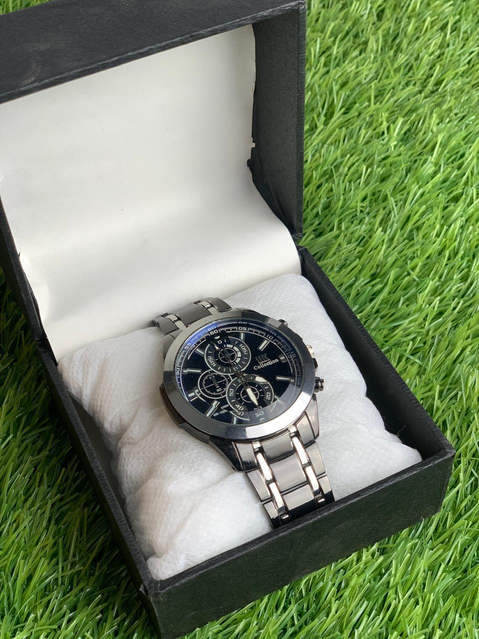 : Men's Quartz Stainless Steel Round Watch - Water Resistant Analogue Timepiece