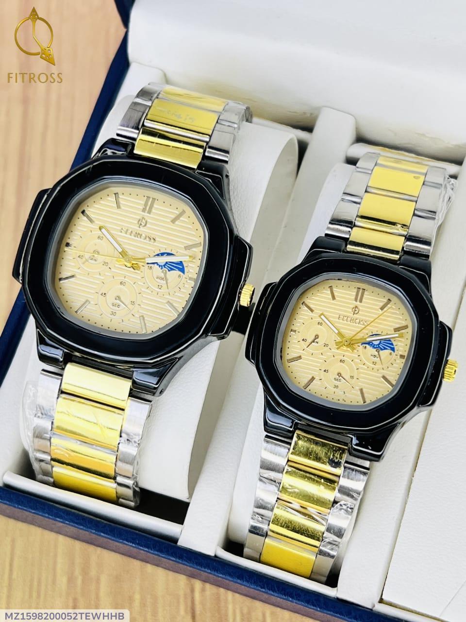 Stylish Couple Watches Set - 2 Pcs Quartz & Water Resistant Timepieces for Men & Women
