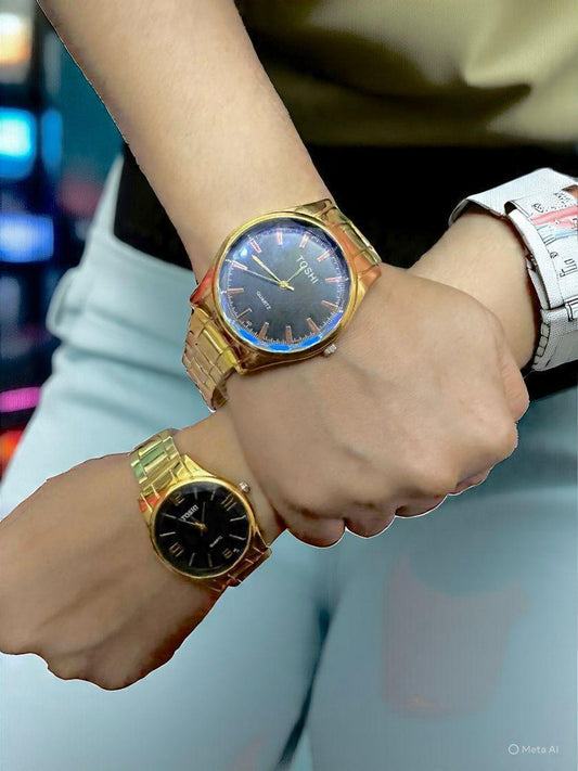 Unisex Quartz Watch Set - Stylish Chain Strap - 1 Pc for Couples