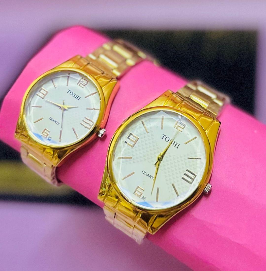 Unisex Quartz Watch Set - Stylish Chain Strap - 1 Pc for Couples