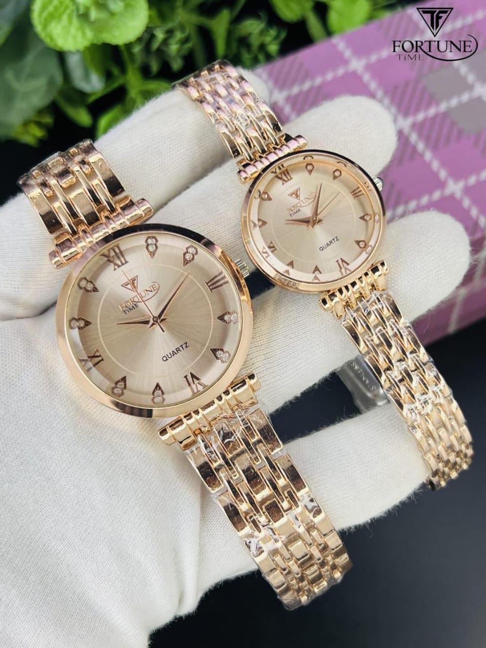 Elegant Couple Watches Set - 2 Pcs Quartz Water Resistant for Men & Women
